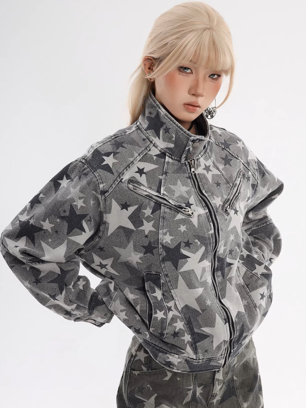 'Starfall' Star Camouflage Street Utility Zip Jacket AlielNosirrah