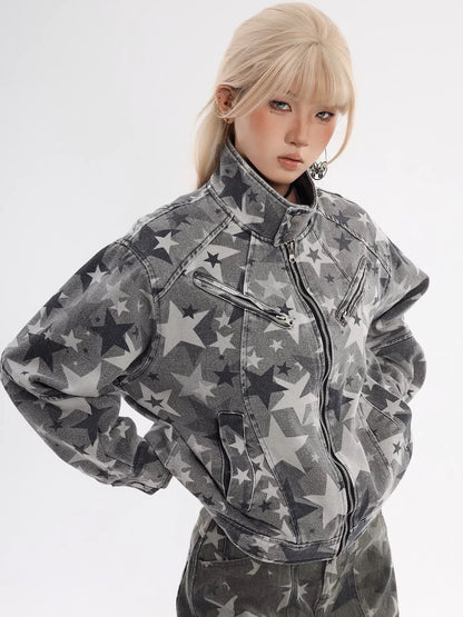 'Starfall' Star Camouflage Street Utility Zip Jacket AlielNosirrah