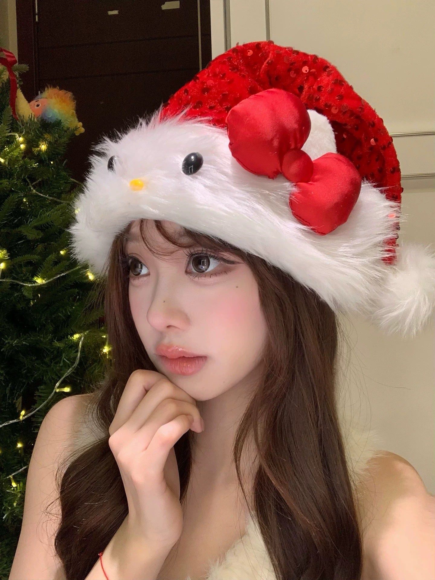'Merry Sparkle‘ Kawaii Cute Kitty Bow Glitter Christmas Hat AlielNosirrah