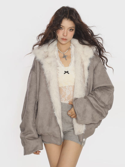 'Vandal Duo' Double-Sided Suede and Vegan Fur Jacket AlielNosirrah