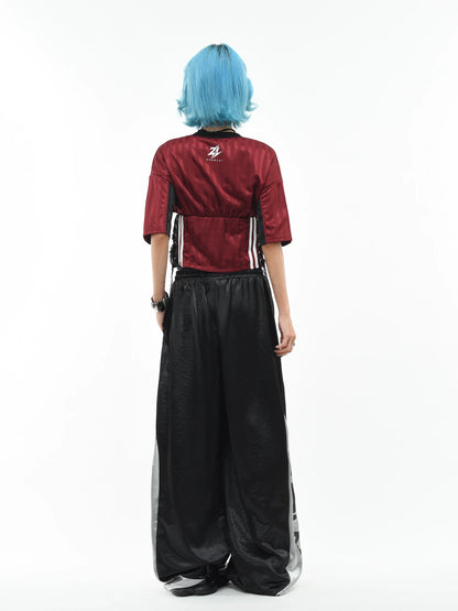 'Kickoff' Y2K V-Neck Cropped Football Jersey Top