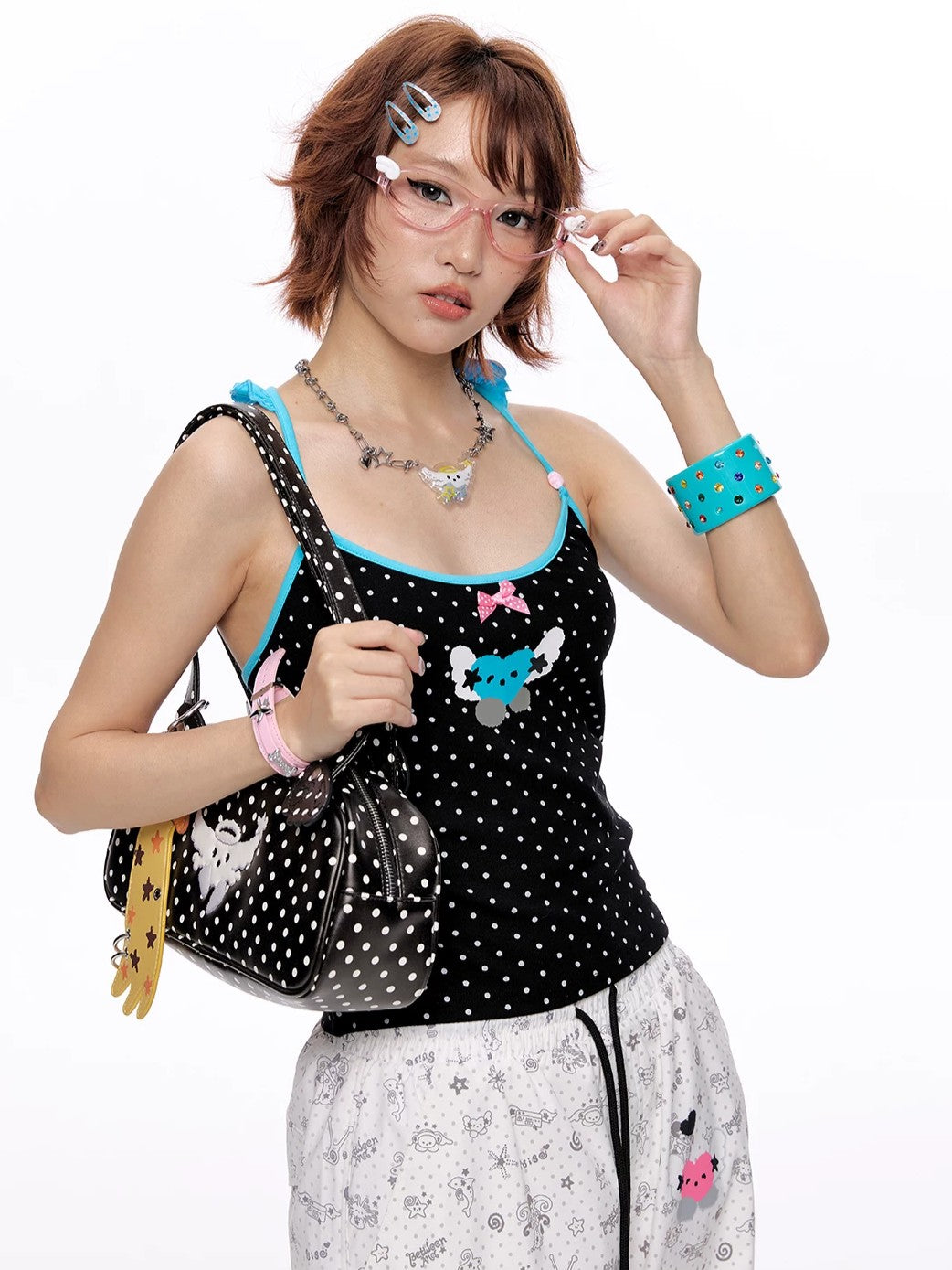 'Starry Pop' Summer Cute Polka Dot Tie-Up Halter Cami (Copy) AlielNosirrah