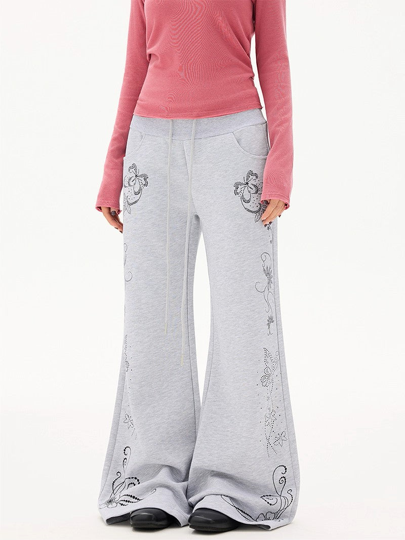 'Soft Bloom' Vintage Floral Slight-Flared Casual Pants AlielNosirrah