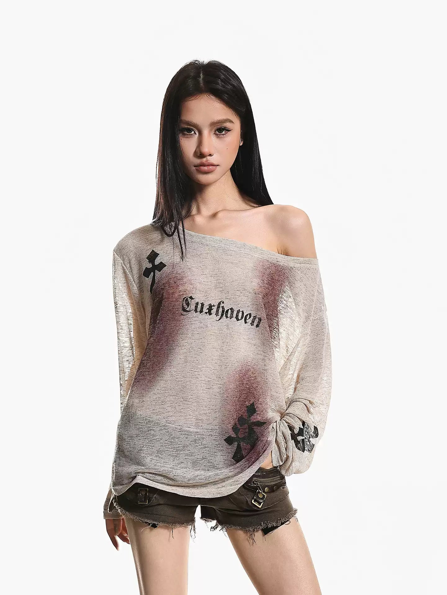 'Moon Haze' Off-Shoulder Asymmetrical Long Sleeve Cover-Up (Copy) AlielNosirrah