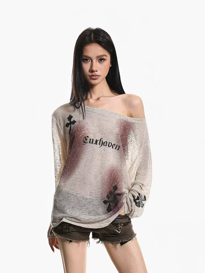 'Moon Haze' Off-Shoulder Asymmetrical Long Sleeve Cover-Up (Copy) AlielNosirrah