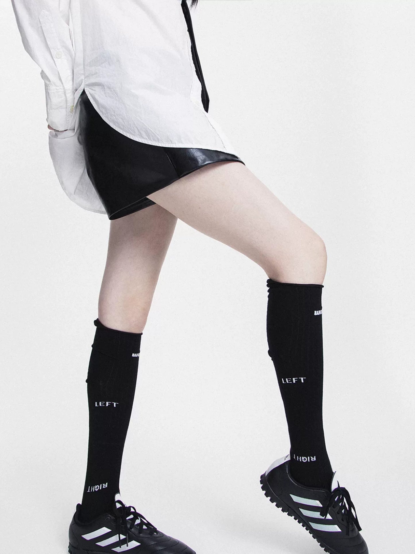 'Goal Rush' Solid Letter Trim Roll-Top Soccer Socks