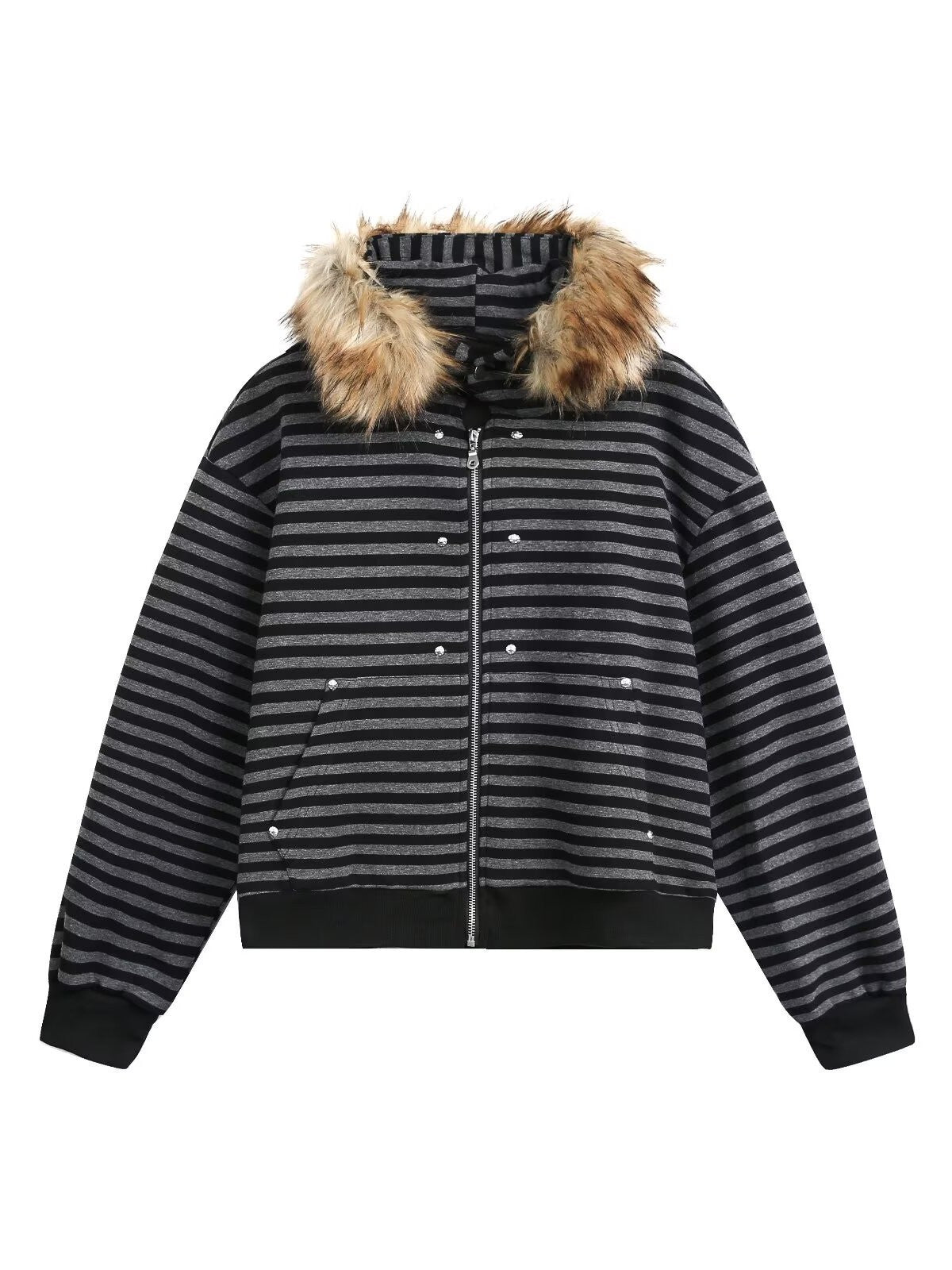 'Retro Rush’ Vintage Striped Zip-Up Hoodie Cardigan AlielNosirrah