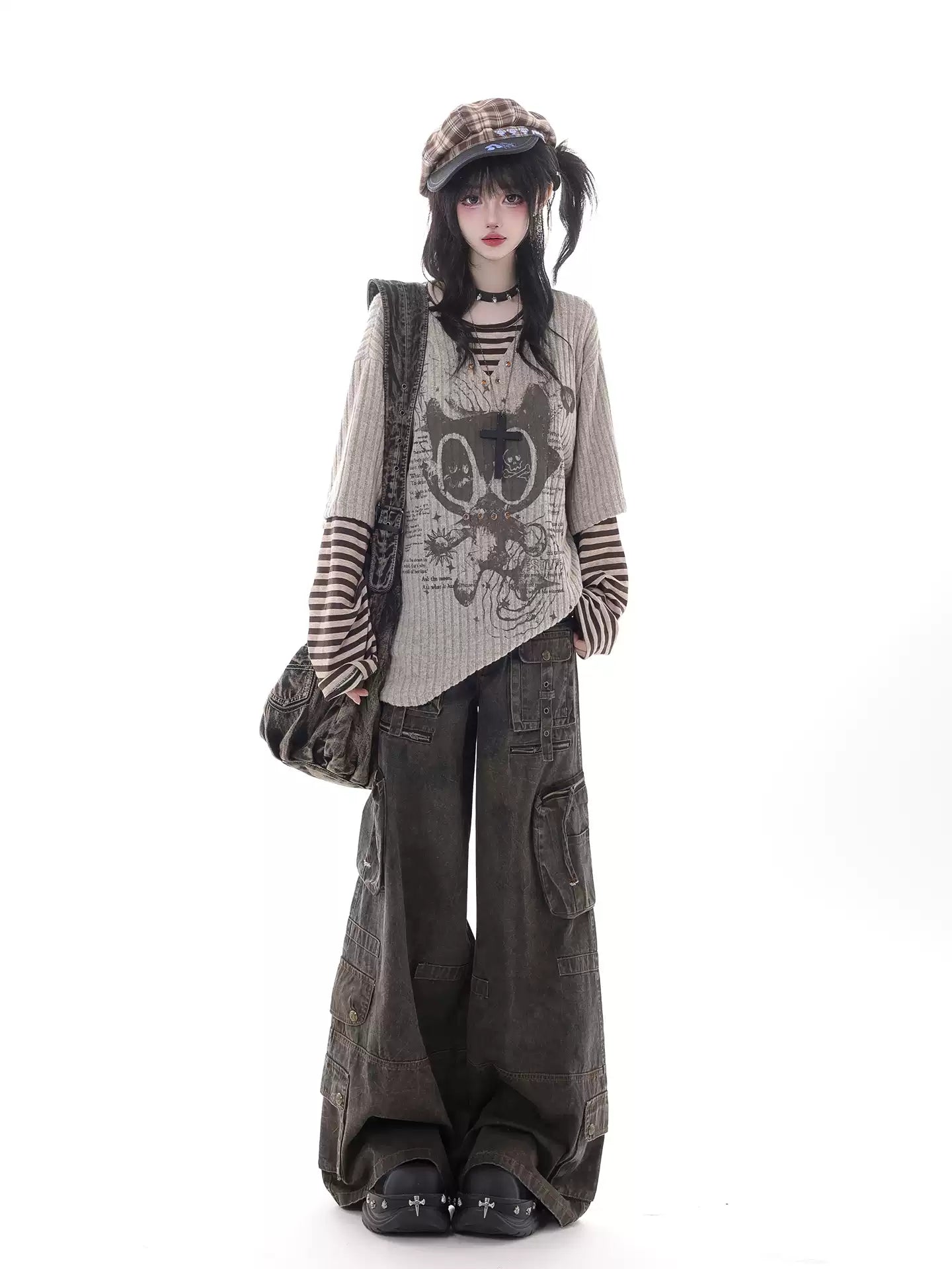 mochi-cat-cat-print-striped-patchwork-long-sleeve-top-3