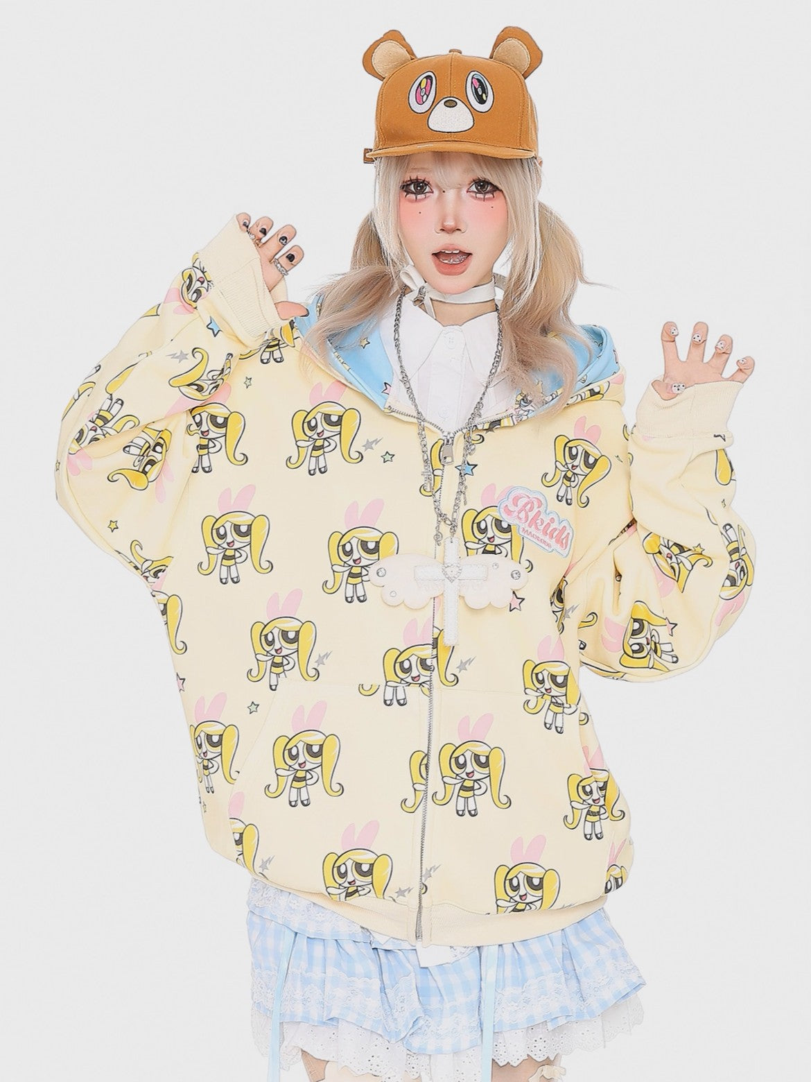 'Sugar Pop' Y2K Cute Cartoon All-Over Print Hoodie Jacket AlielNosirrah