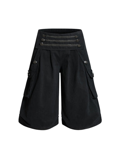 'Street Wideleg' Y2K Loose Wide Leg Cargo Capri Pants