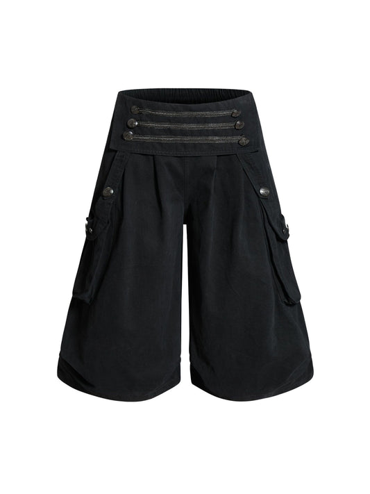'Street Wideleg' Y2K Loose Wide Leg Cargo Capri Pants
