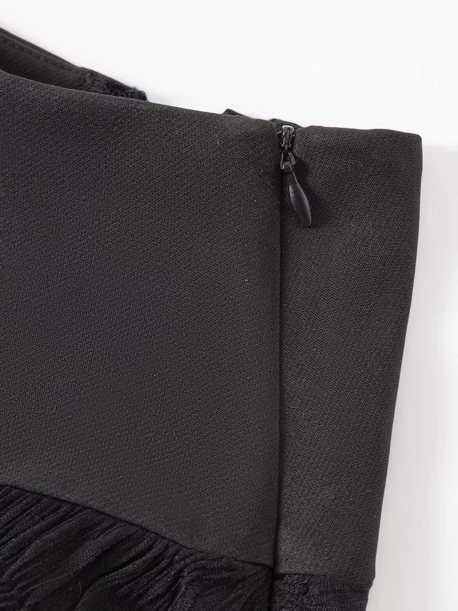 'Whisper' Lace & Mesh Panel High-Waist Midi Skirt AlielNosirrah