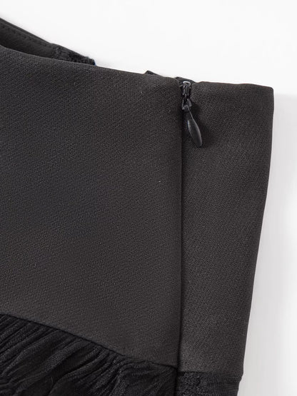 'Whisper' Lace & Mesh Panel High-Waist Midi Skirt AlielNosirrah