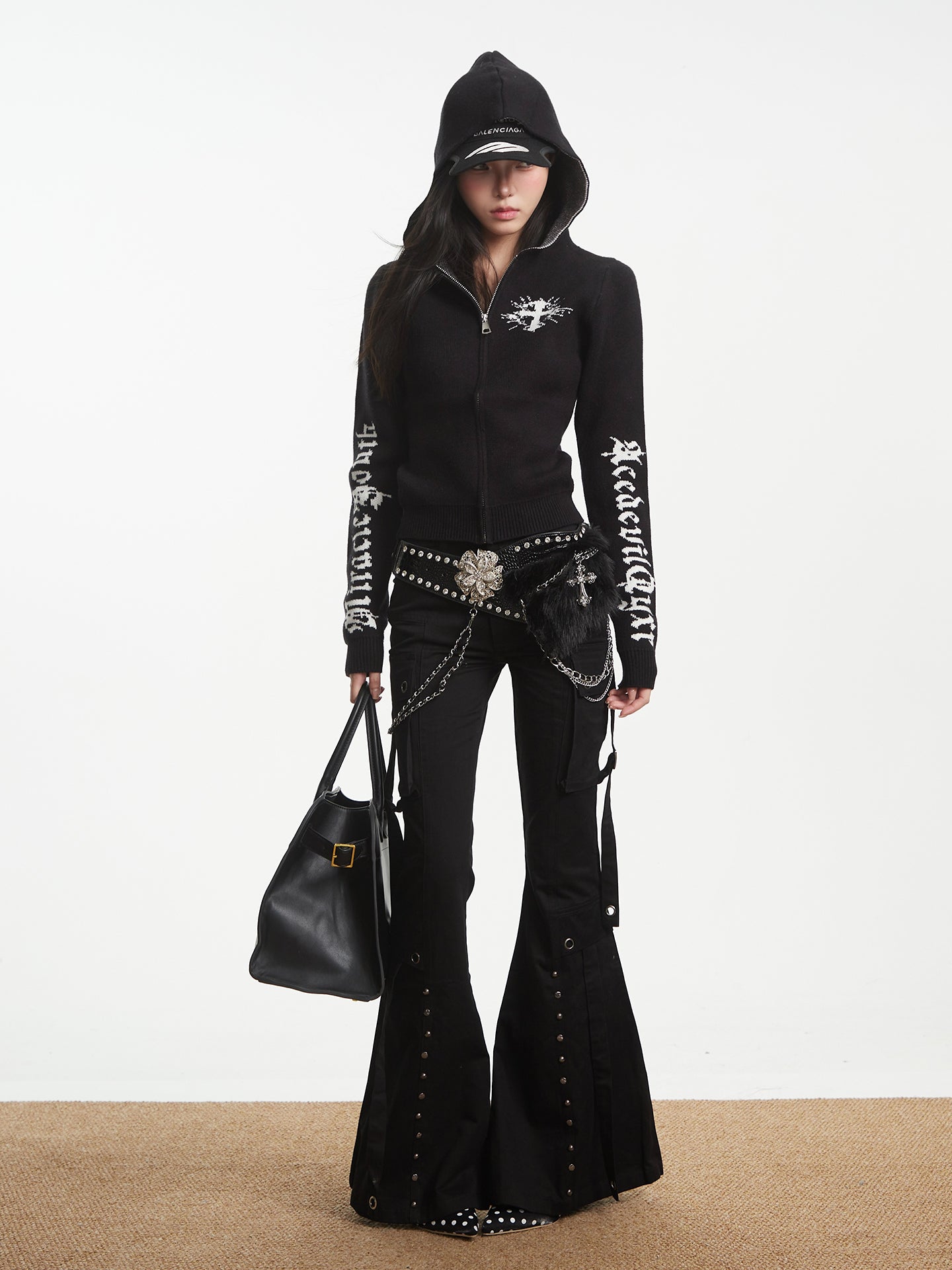 'Urban Edge' Autumn Winter Retro Apricot Flared Streetwear Work Pants AlielNosirrah