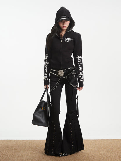 'Urban Edge' Autumn Winter Retro Apricot Flared Streetwear Work Pants AlielNosirrah