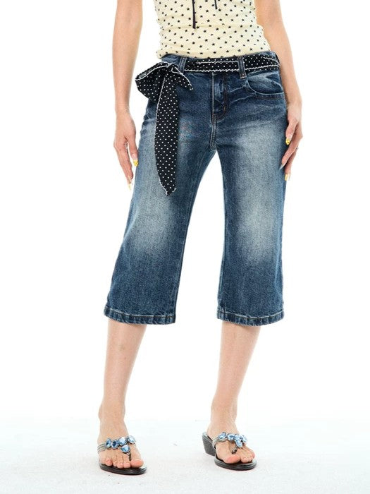 'Blue Breeze' Vintage Washed Cropped Denim Jeans AlielNosirrah