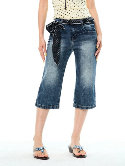 'Blue Breeze' Vintage Washed Cropped Denim Jeans AlielNosirrah