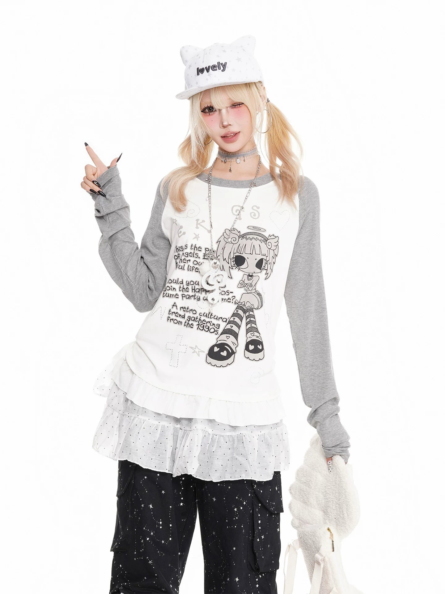 'Toon Girl' Y2k Anime Girl Print Long Sleeve T-Shirt (Copy) AlielNosirrah