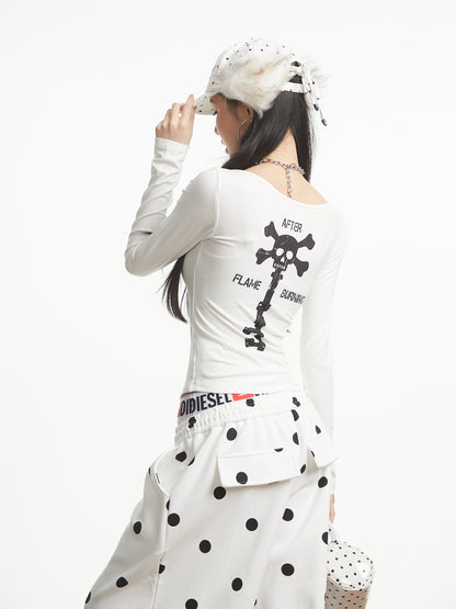 ’Y2K Babe' Vintage Retro Street Style Y2K Skull Design Slim Long Sleeve Tee (Copy) AlielNosirrah