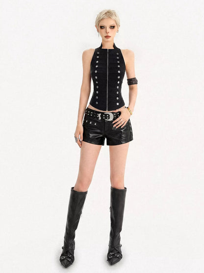 'Double Clasp' Punk‑Style Double‑Breasted Sleeveless Vest