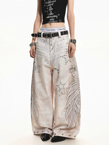 'Afterglow' Vintage Washed Distressed Star Graphic Sweatpants