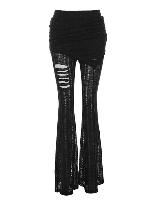 'Fierce Night' Sexy Distressed Knit Flared Pants AlielNosirrah