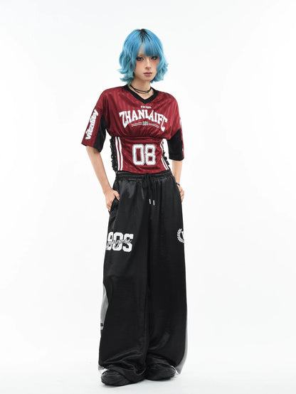 'Kickoff' Y2K V-Neck Cropped Football Jersey Top