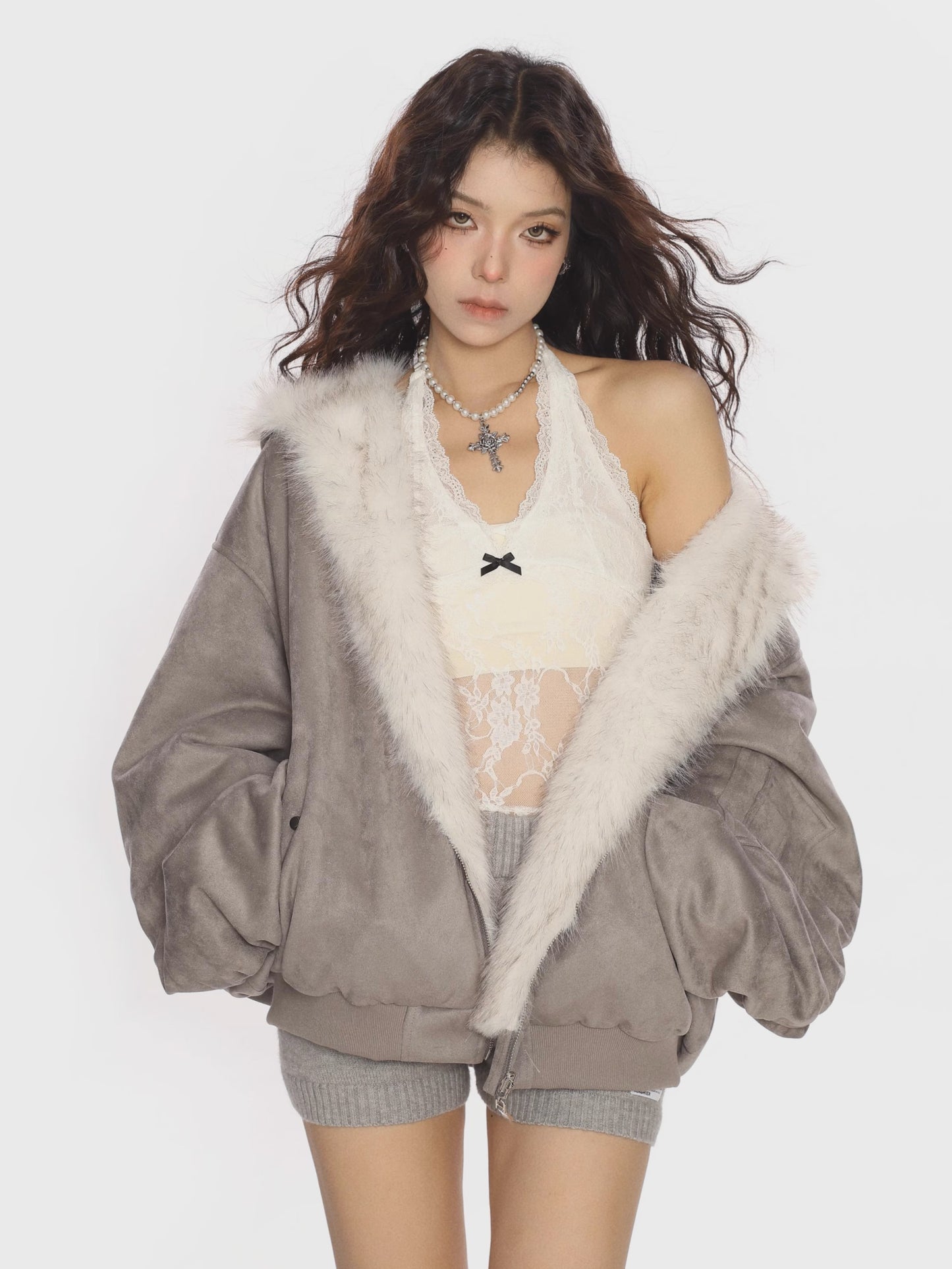 'Vandal Duo' Double-Sided Suede and Vegan Fur Jacket AlielNosirrah