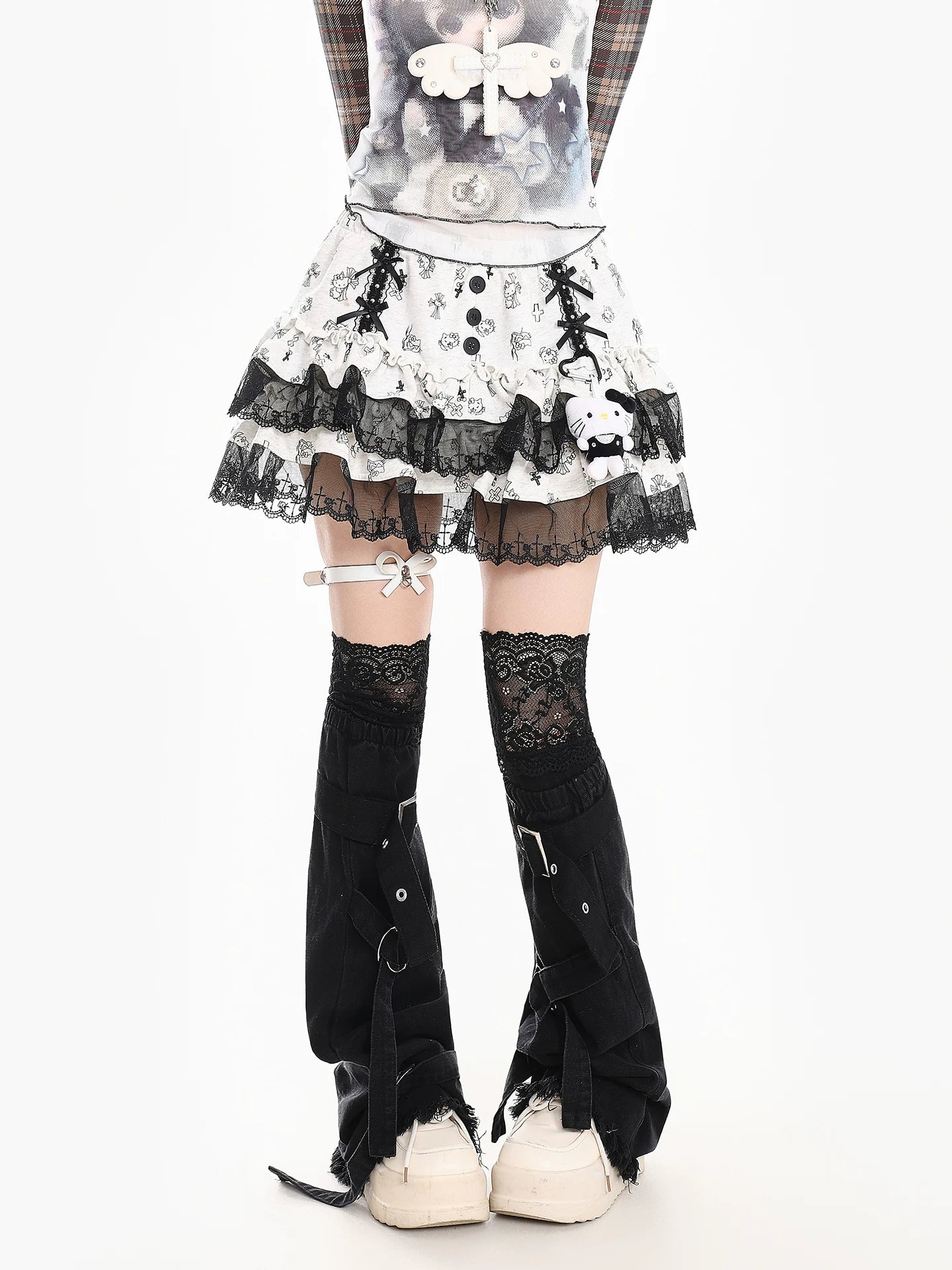 'Kitty Pop' Y2K Cartoon Kitty Print Puffy Skirt AlielNosirrah