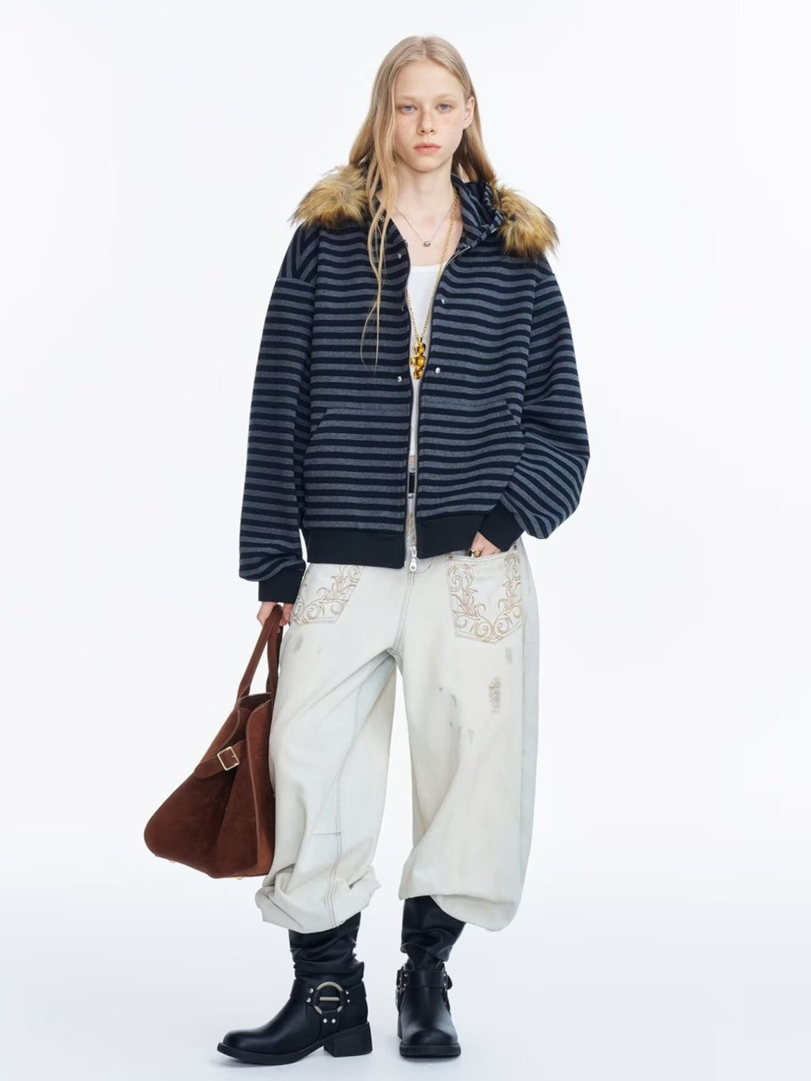 'Retro Rush’ Vintage Striped Zip-Up Hoodie Cardigan AlielNosirrah