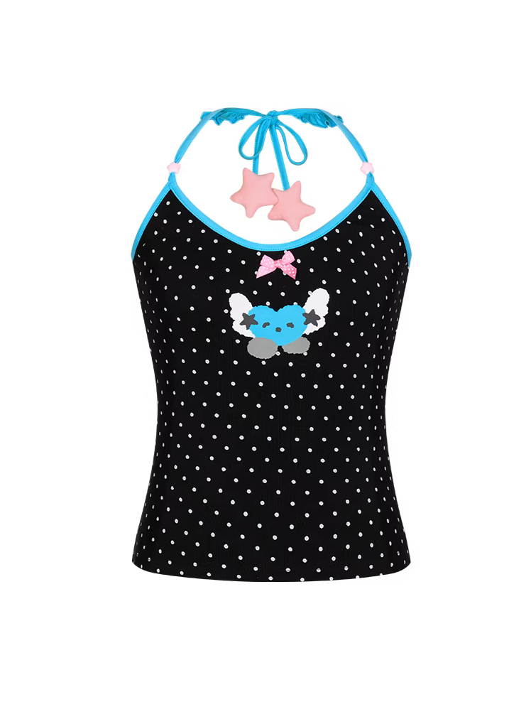 'Starry Pop' Summer Cute Polka Dot Tie-Up Halter Cami (Copy) AlielNosirrah
