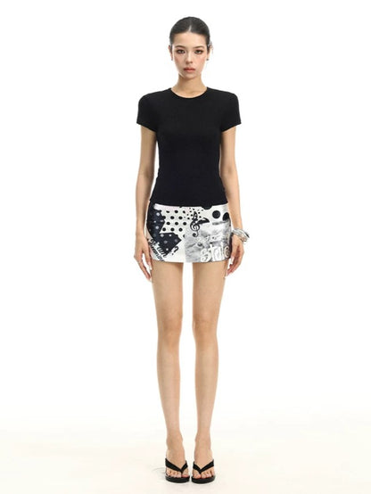 'Street Scribble' Street Graffiti Print Low-Rise Skirt AlielNosirrah
