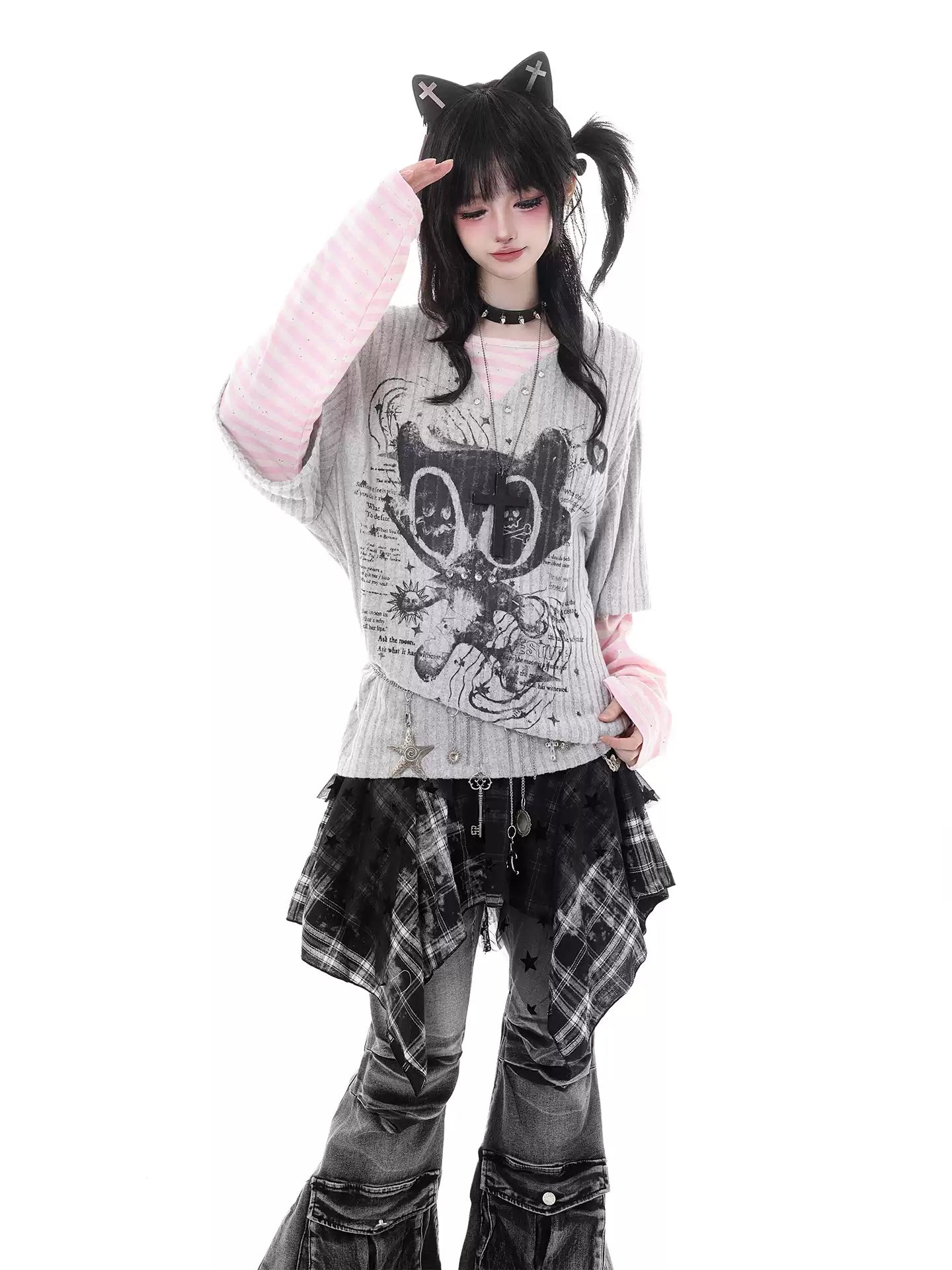 mochi-cat-cat-print-striped-patchwork-long-sleeve-top-5