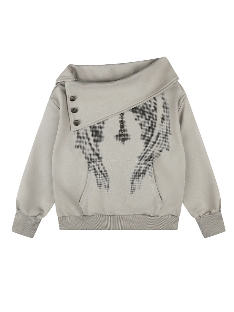 'Cross Lune' Retro Vintage Lapel Off Shoulder Top