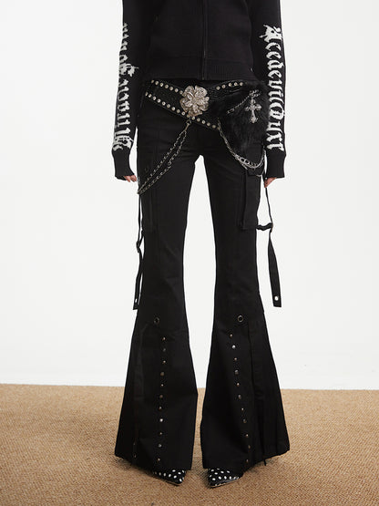 'Urban Edge' Autumn Winter Retro Apricot Flared Streetwear Work Pants AlielNosirrah