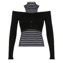 Load image into Gallery viewer, &#39;Obsidian&#39; Dark Grunge 2 Pcs Long Sleeve Top AlielNosirrah
