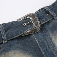 Load image into Gallery viewer, &#39;Old Fashioned&#39; Low-Waist Denim Beads Buckle Shorts AlielNosirrah
