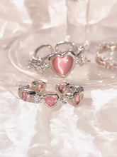 Load image into Gallery viewer, &#39;Open Arms&#39;  Coquette Pink Heart Rhinestone Rings Set AlielNosirrah
