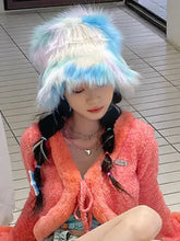Load image into Gallery viewer, &#39;Palette &#39; Furry Pride Pastel Rainbow Fluffy Hat AlielNosirrah
