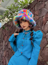 Load image into Gallery viewer, &#39;Palette &#39; Furry Pride Pastel Rainbow Fluffy Hat AlielNosirrah
