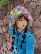 Load image into Gallery viewer, &#39;Palette &#39; Furry Pride Pastel Rainbow Fluffy Hat AlielNosirrah
