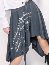 Load image into Gallery viewer, &#39;Past lives&#39; Grunge Smudged Print Handy Hem Midi Skirt AlielNosirrah
