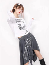 Load image into Gallery viewer, &#39;Past lives&#39; Grunge Smudged Print Handy Hem Midi Skirt AlielNosirrah
