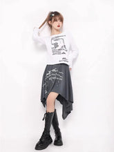 Load image into Gallery viewer, &#39;Past lives&#39; Grunge Smudged Print Handy Hem Midi Skirt AlielNosirrah
