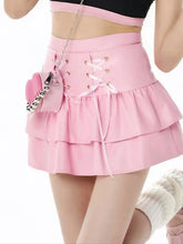 Load image into Gallery viewer, &#39;Peach Cream&#39; Bow-tie Pu Leather Skirts AlielNosirrah
