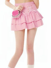 Load image into Gallery viewer, &#39;Peach Cream&#39; Bow-tie Pu Leather Skirts AlielNosirrah

