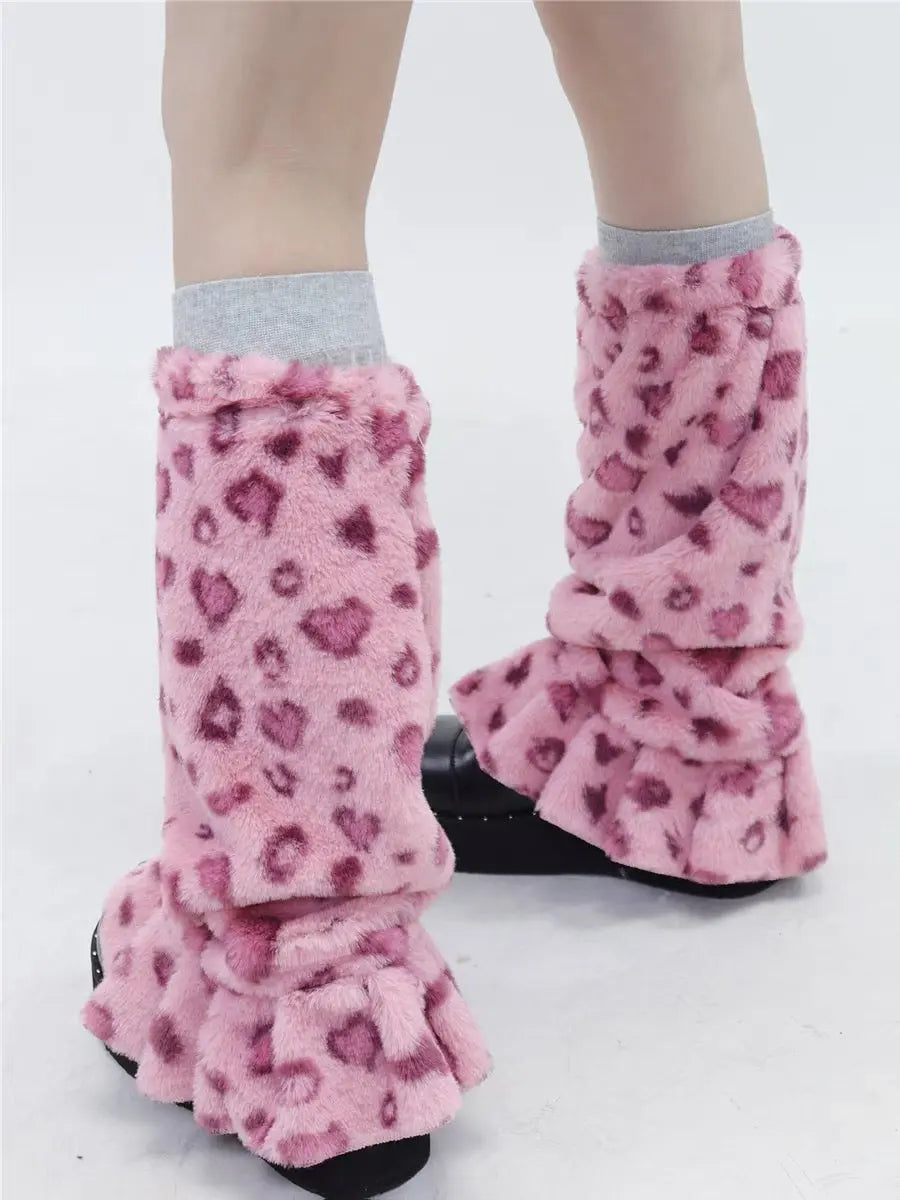 'Pink Cheetos' Kawaii Goth Coral Fleece Leg Warmers AlielNosirrah