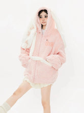 Load image into Gallery viewer, ‘Pink Crush’ Big Rabbit Ears Plush Cotton Coat AlielNosirrah
