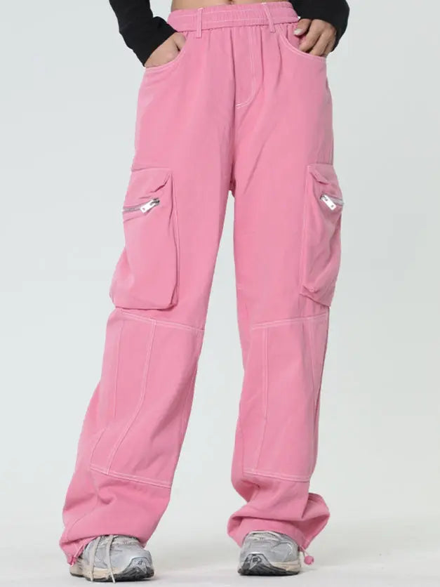 'Pink Wall' Barbie Core Rope Belt Oversized Cargo Pants AlielNosirrah