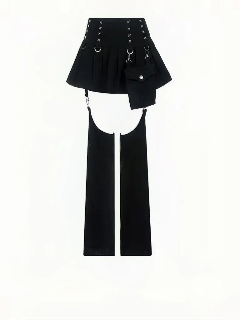 'Pistols' Tech-wear Rivet Detachable Skirt Pants AlielNosirrah